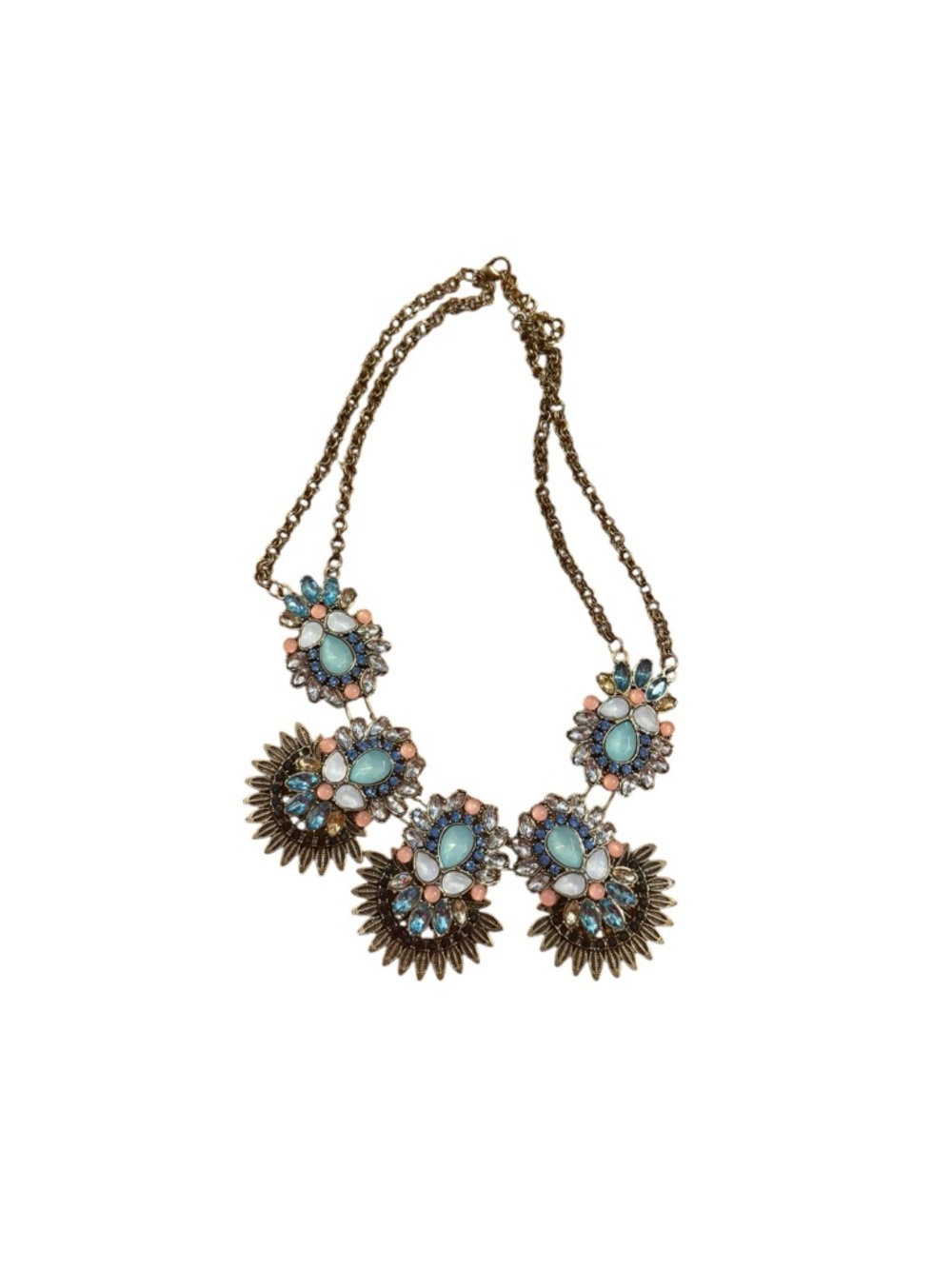 Statement Blue & Pink Floral Cluster Necklace
